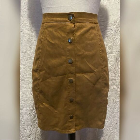 Boutique, Camel Tan, Faux Suede, Mini Skirt - Picture 6 of 14